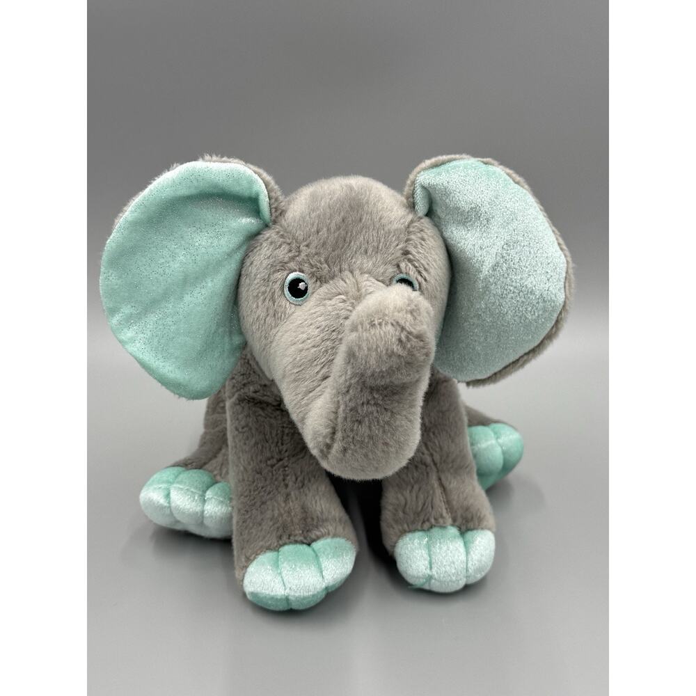 Destination Nation Gray Elephant Plush W/ Teal Ears & Feet Stuffed Animal